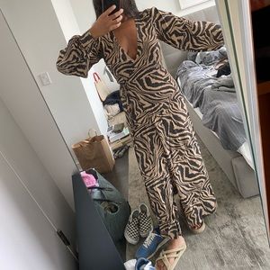 Ganni animal print wrap dress